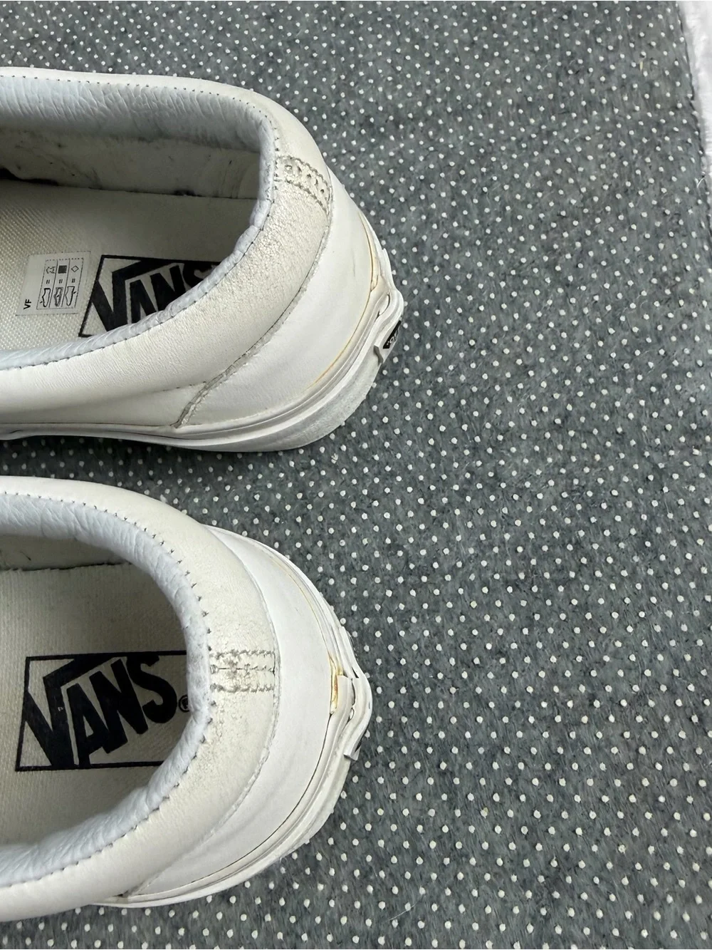 Vans White Slip-On Leather Loafers Size 8